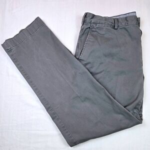 Brooks Brothers Clark Mens Gray Chino Pants W36 L32 Flat Front Casual‎ Dress